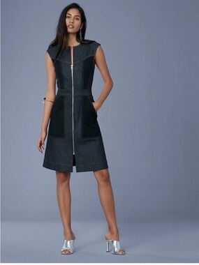 Diane Von Furstenberg Sleeveless Zip-Front Denim Dress